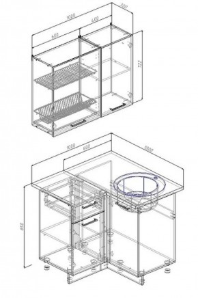 Кухонный гарнитур угловой Прима 1000*1000 в Урае - uraj.mebel-e96.ru