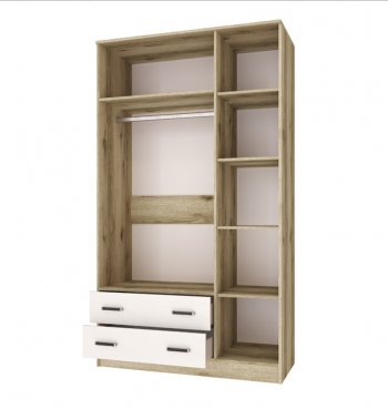 Шкаф Лагуна с антресолью с зеркалом делано/белый (Текс) в Урае - uraj.mebel-e96.ru