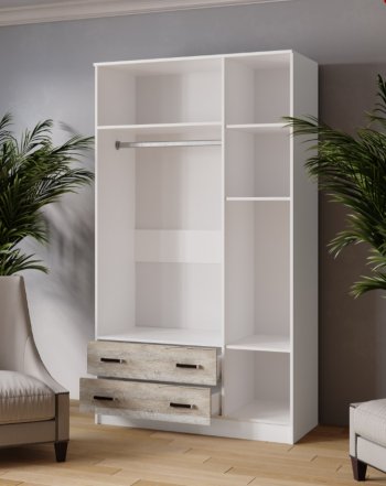 Шкаф Лагуна с антресолью с зеркалом дуб юкон (Текс) в Урае - uraj.mebel-e96.ru