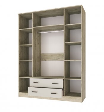 Шкаф 1600 мм Лагуна с антресолью крафт серый/кашемир (Текс) в Урае - uraj.mebel-e96.ru