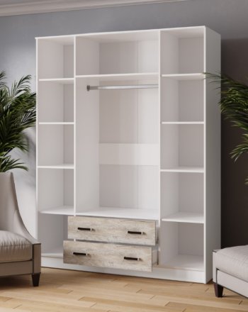 Шкаф 1600 мм Лагуна с антресолью дуб юкон (Текс) в Урае - uraj.mebel-e96.ru