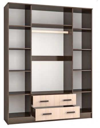 Шкаф 1600 мм Лагуна с антресолью венге/дуб (Текс) в Урае - uraj.mebel-e96.ru