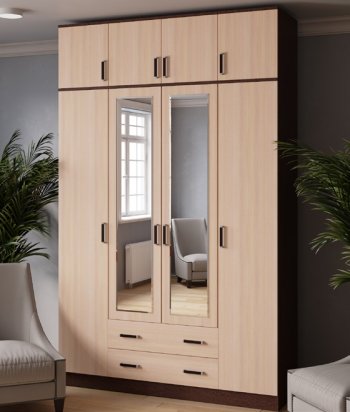 Шкаф 1600 мм Лагуна с антресолью венге/дуб (Текс) в Урае - uraj.mebel-e96.ru