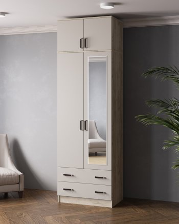 Шкаф 800 мм Лагуна с антресолью крафт серый/кашемир (Текс) в Урае - uraj.mebel-e96.ru