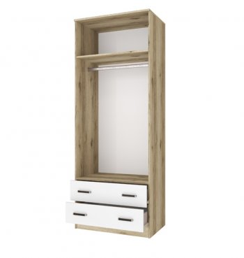 Шкаф 800 мм Лагуна с антресолью без зерк. делано/белый (Текс) в Урае - uraj.mebel-e96.ru