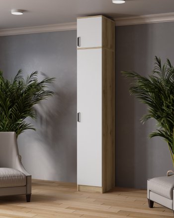 Пенал 400 мм Лагуна с антресолью делано/белый (Текс) в Урае - uraj.mebel-e96.ru