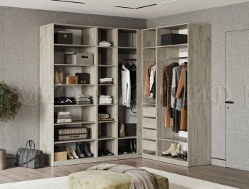 Гардеробная/шкаф 2200*1706 мм Ларго №3 дуб крафт серый/кашемир (Миф) в Урае - uraj.mebel-e96.ru