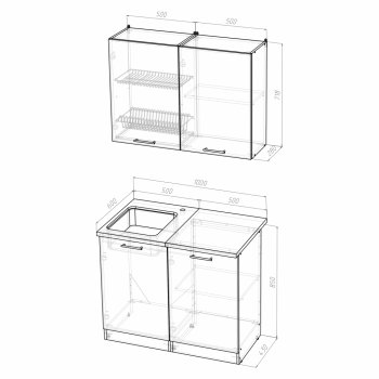 Кухонный гарнитур Лариса мини 1 1000 мм (Герда) в Урае - uraj.mebel-e96.ru