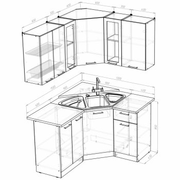 Кухонный гарнитур Лариса оптима 2 1500х1300 мм (Герда) в Урае - uraj.mebel-e96.ru