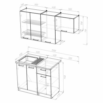 Кухонный гарнитур Лариса нормал 2 1500 мм (Герда) в Урае - uraj.mebel-e96.ru