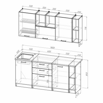 Кухонный гарнитур Лариса макси 4 1800 мм (Герда) в Урае - uraj.mebel-e96.ru