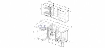 Угловой кухонный гарнитур Антрацит 1800х1000 мм в Урае - uraj.mebel-e96.ru