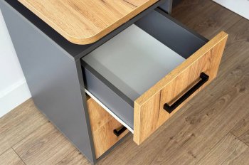 Компьютерный стол Лайт-2 с пеналом графит/крафт (Мебельсон) в Урае - uraj.mebel-e96.ru