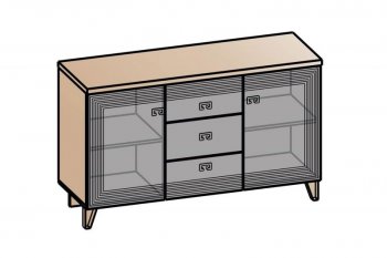 Комод 2дв, 3ящ Лежер КМ-3103 дуб серый/холст вулканический(СанТан) в Урае - uraj.mebel-e96.ru