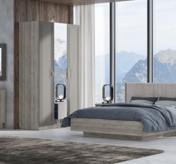 Шкаф распашной 1400 мм Лежер ШК-3103 дуб серый/холст вулканический (СанТан) в Урае - uraj.mebel-e96.ru