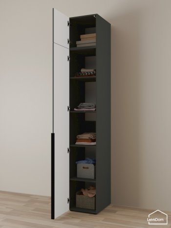 Шкаф с антресолью 400 мм Linnea MHR-1A-2 2450х400х510 (Графит-М 11.1.25) в Урае - uraj.mebel-e96.ru