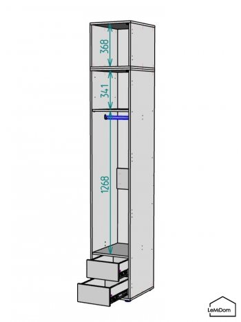 Шкаф с антресолью 400 мм Linnea MHR-1A-3 2450х400х510 (ДВ-М 11.1.25) в Урае - uraj.mebel-e96.ru
