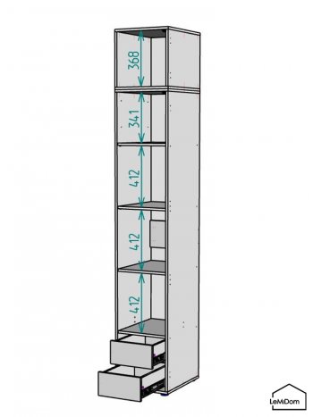 Шкаф с антресолью 400 мм Linnea MHR-1A-4 2450х400х510 (Графит-М 11.1.25) в Урае - uraj.mebel-e96.ru