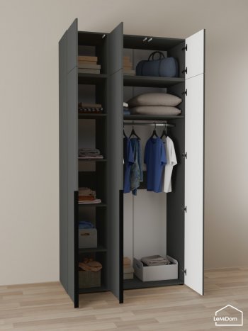 Шкаф с антресолью 1200 мм Linnea MHR-3A-1 2450х1200х510 (Графит-М 11.1.25) в Урае - uraj.mebel-e96.ru