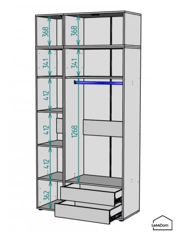 Шкаф с антресолью 1200 мм Linnea MHR-3A-2 2450х1200х510 (Графит-М 11.1.25) в Урае - uraj.mebel-e96.ru