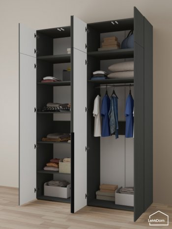 Шкаф с антресолью 1600 мм Linnea MHR-4A-1 2450х1600х510 (Графит-М 11.1.25) в Урае - uraj.mebel-e96.ru