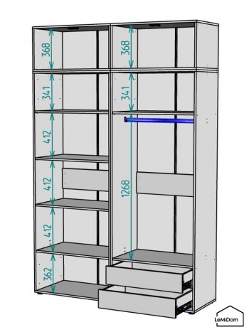 Шкаф с антресолью 1600 мм Linnea MHR-4A-2 2450х1600х510 (Белый-М 11.1.1) в Урае - uraj.mebel-e96.ru