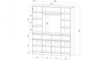 Шкаф 2000 мм 4х ств. Ленора вотан/Кашемир (Лин) в Урае - uraj.mebel-e96.ru