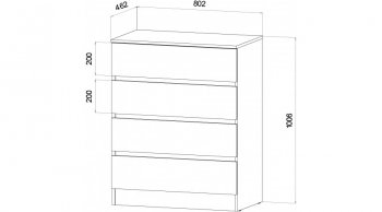 Комод 4 ящика Ленора вотан/Графит (Лин) в Урае - uraj.mebel-e96.ru