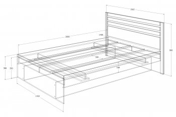 Кровать двуспальная Лиана графит (Зарон) в Урае - uraj.mebel-e96.ru