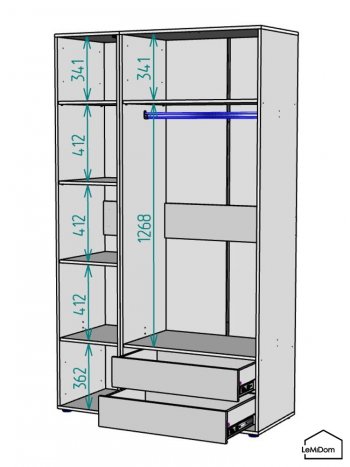 Шкаф Linnea MHR-3-2 2050х1200х510 (Белый-М 11.1.2) в Урае - uraj.mebel-e96.ru