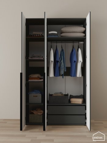 Шкаф Linnea MHR-3-2 2050х1200х510 (Графит-М 11.1.25) в Урае - uraj.mebel-e96.ru