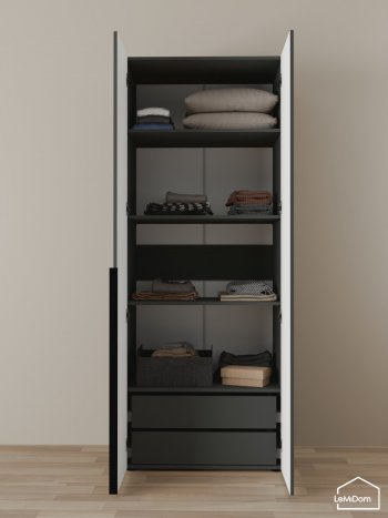 Шкаф Linnea MHR-2-3 2050х800х510 (Графит-М 11.1.25) в Урае - uraj.mebel-e96.ru