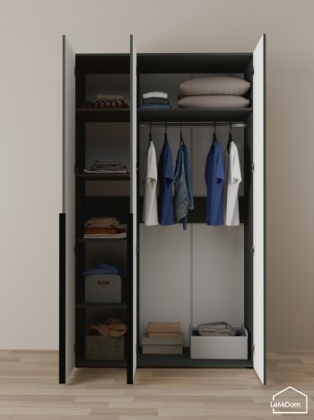 Шкаф Linnea MHR-3-1 2050х1200х510 (Графит-М 11.1.25) в Урае - uraj.mebel-e96.ru