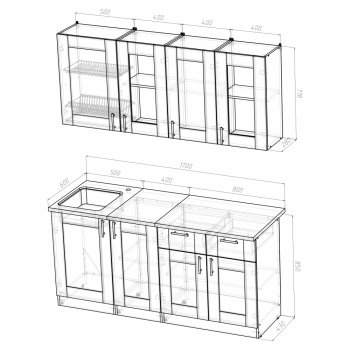 Кухонный гарнитур Лира демо 1700 мм (Герда) в Урае - uraj.mebel-e96.ru