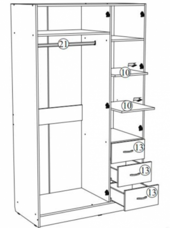 Шкаф Лофт-3 белый 1200 мм (ВНК) в Урае - uraj.mebel-e96.ru