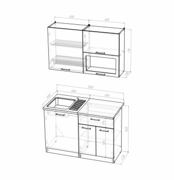 Кухонный гарнитур Лоретта лайт 1200 мм (Герда) в Урае - uraj.mebel-e96.ru