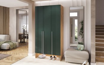 Шкаф прихожая 1200 мм Луна крафт/мени грин (Миф) в Урае - uraj.mebel-e96.ru