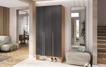 Шкаф прихожая 1200 мм Луна крафт/графит (Миф) в Урае - uraj.mebel-e96.ru