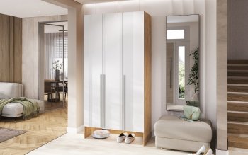 Шкаф прихожая 1200 мм Луна крафт/белый (Миф) в Урае - uraj.mebel-e96.ru