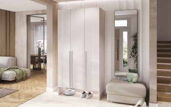 Шкаф прихожая 1200 мм Луна белый/белый (Миф) в Урае - uraj.mebel-e96.ru