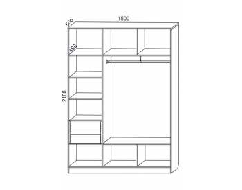 Шкаф распашной 1500 мм М6-3.2 Б+П 150 + ящики (М6) в Урае - uraj.mebel-e96.ru