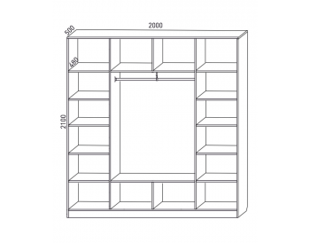 Шкаф распашной 2000 мм  М6-4.2 Б+П+Б 200 (М6) в Урае - uraj.mebel-e96.ru