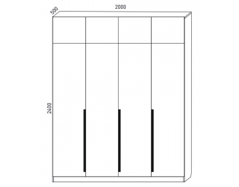 Шкаф распашной 2000 мм М6-4.3 П+Б+Б+П + антресоль (М6) в Урае - uraj.mebel-e96.ru