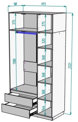 Шкаф 1200 мм Мальта light H298 + Антресоль HA3 в Урае - uraj.mebel-e96.ru