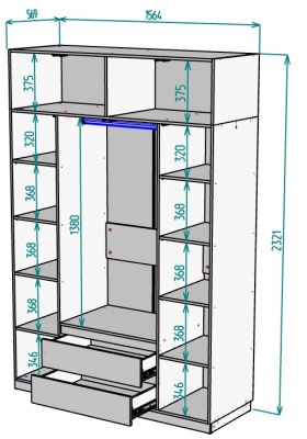 Шкаф 1600 мм Мальта light H302 + Антресоль HA4 в Урае - uraj.mebel-e96.ru