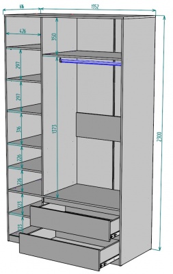 Шкаф Мальта 1350 мм Графит в Урае - uraj.mebel-e96.ru