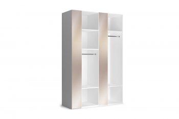 Шкаф 1400 мм 2дв.(вст.зерк.) Марсель белый (Кураж) в Урае - uraj.mebel-e96.ru