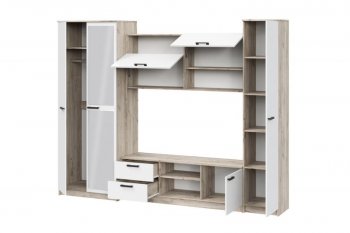 Стенка Марта-12 дуб крафт серый/белый (ИЦ) в Урае - uraj.mebel-e96.ru