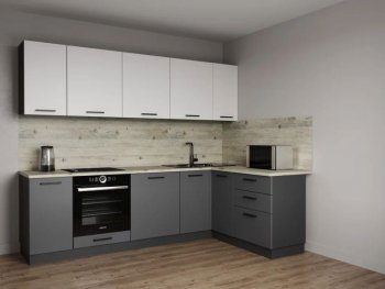 Кухонный гарнитур угловой Меренга МДФ 2600*1600 мм Sanvut в Урае - uraj.mebel-e96.ru