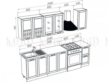 Кухонный гарнитур Милано 2000 мм орех (Миф) в Урае - uraj.mebel-e96.ru